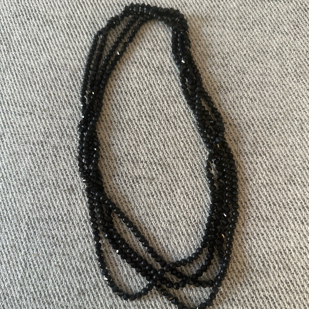 Black beaded wrap necklace